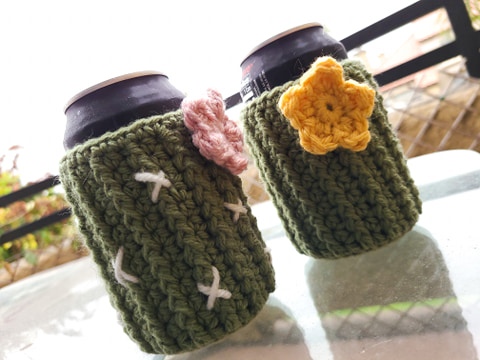 Crochet Can Cozy | Cactus Style Free Crochet Pattern