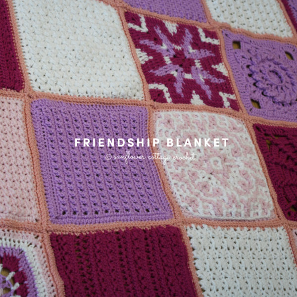 Image shows all the crochet afghan squares for The Friendship Blanket