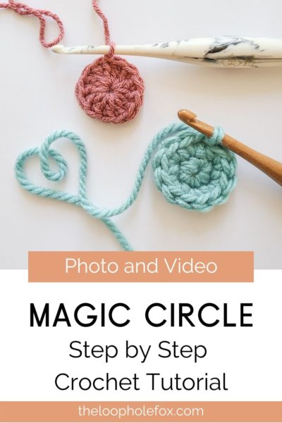Pinterest pin for crochet magic circle.