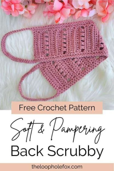 Pinterest Pin for Crochet Back Scrubber Pattern