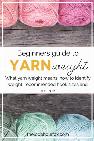 Pinterest pin for article referencing different yarn weight