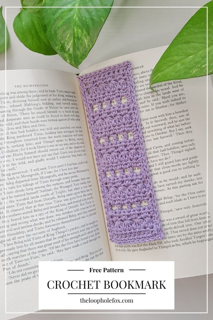 This image is a Pinterest Pin for this Lace Crochet Bookmark Pattern.