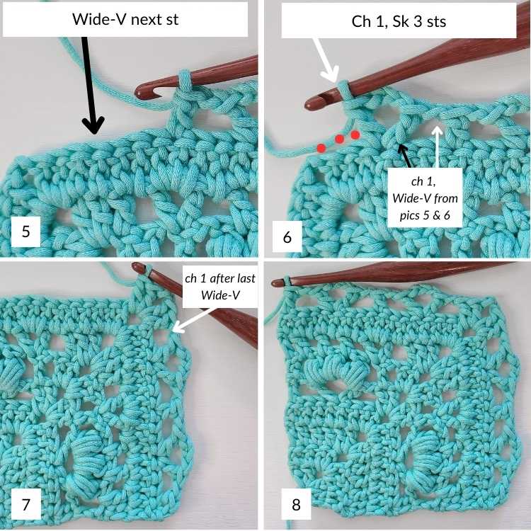 This image has pictures for Row 9 as stated in the pattern text.