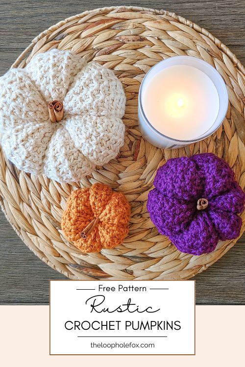 This image is a pinterest pin for this crochet pumpkin pattern.