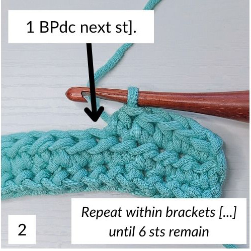 This image is Picture 2 of Row 2, as stated in the crochet stitch pattern for blankets instructions.
