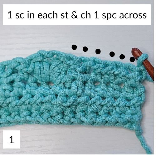 This image is Picture 1 of Row 4, as stated in the crochet stitch pattern for blankets instructions.